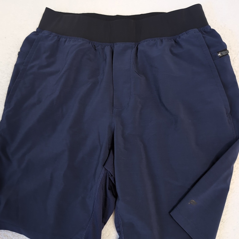 Fabletics Shorts Mens Sm 28" Blue Fundamental 8.5" Stretch Athletic Zip Pockets